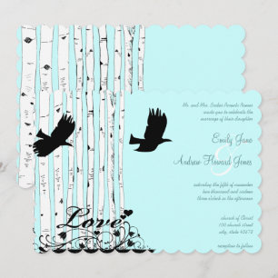 Invitaciones a la Boda de Aves Azules Aqua
