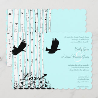 Invitaciones a la Boda de Aves Azules Aqua