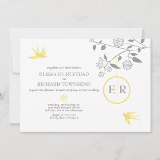 Invitaciones a la boda de aves de Marigold