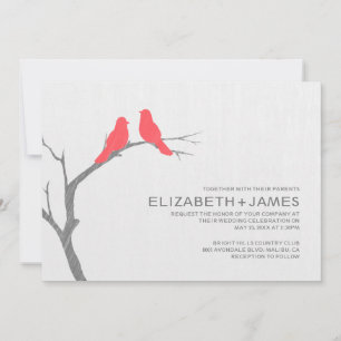 Invitaciones a la boda de aves rojas