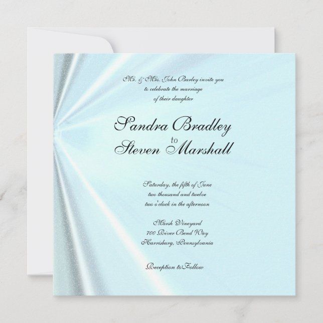 Invitaciones a la boda de Baby Blue Satin (Anverso)