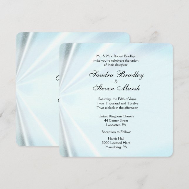 Invitaciones a la boda de Baby Blue Satin (Anverso / Reverso)