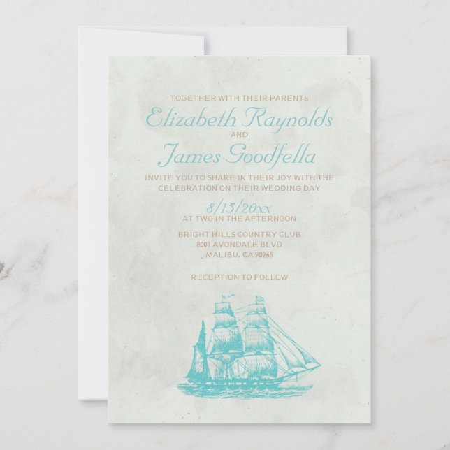 Invitaciones a la boda de barcos rusos (Anverso)