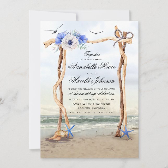 Invitaciones a la boda de Beach Arbor (Anverso)