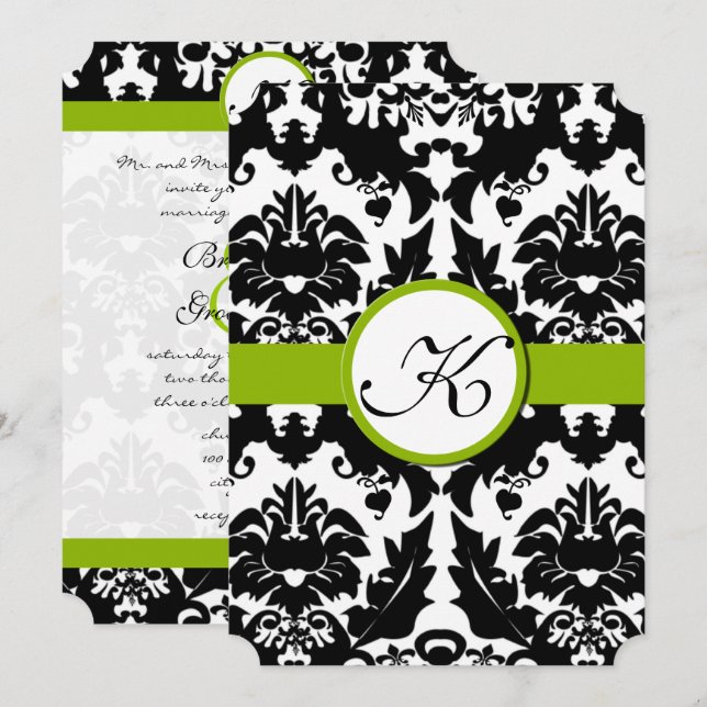 Invitaciones a la boda de bienvenida de damask (Anverso / Reverso)