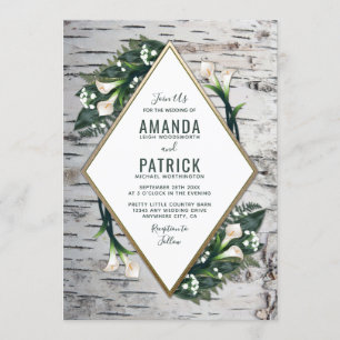 Invitaciones a la boda de Birch Tree Rustic Calla