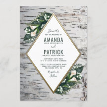 Invitaciones a la boda de Birch Tree Rustic Woodla