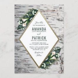 Invitaciones a la boda de Birch Tree Rustic Woodla