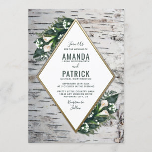 Invitaciones a la boda de Birch Tree Rustic Woodla