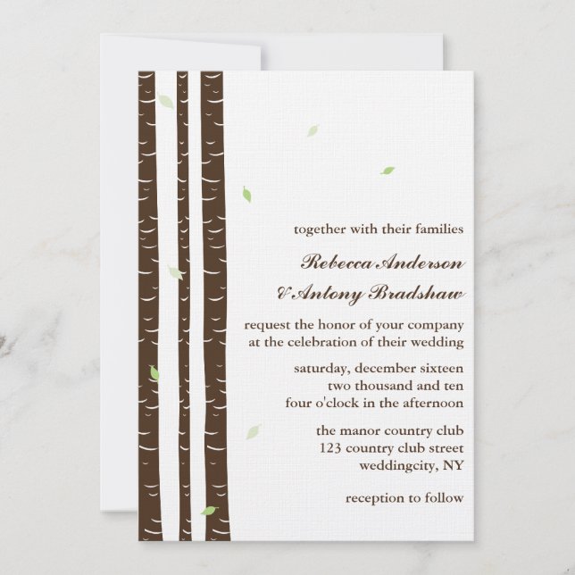 Invitaciones a la boda de Birch Trees (Anverso)