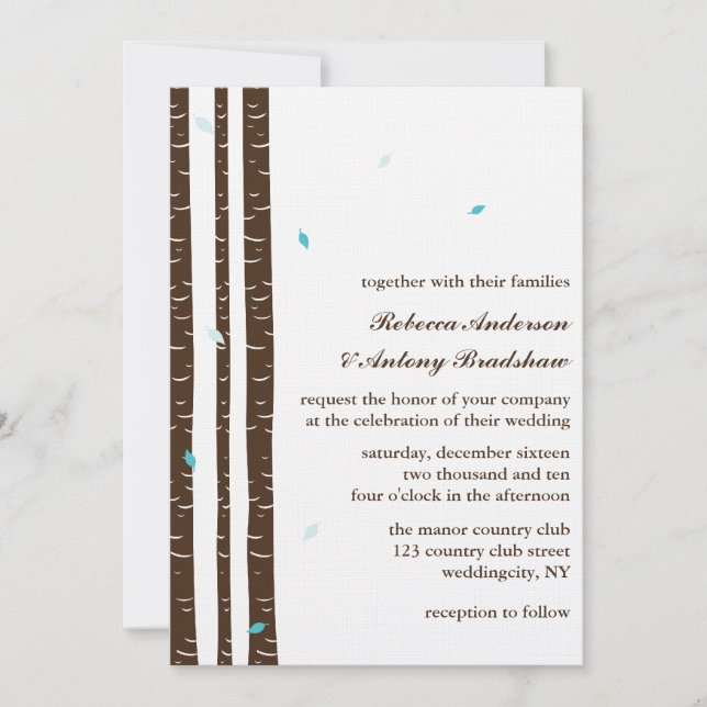 Invitaciones a la boda de Birch Trees (Anverso)