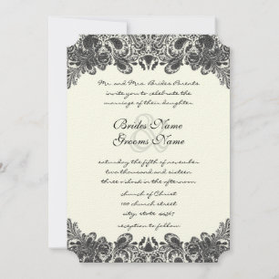 Invitaciones a la boda de Black and Ivory Paisley