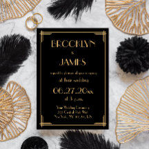 Invitaciones a la boda de Black Great Gatsby Art D