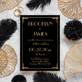 Invitaciones a la boda de Black Great Gatsby Art D