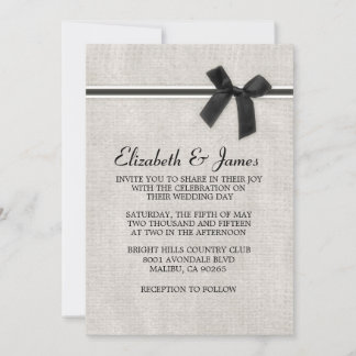 Invitaciones a la boda de Black Rustic Burlap