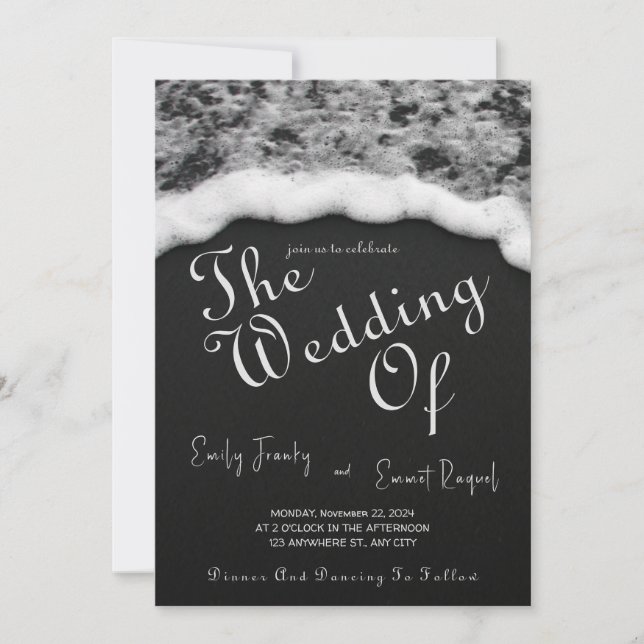 Invitaciones a la boda de Black Sand Beach (Anverso)