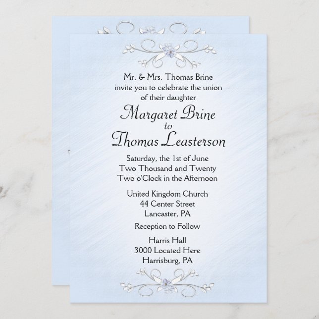 Invitaciones a la boda de Blue Vines (Anverso / Reverso)