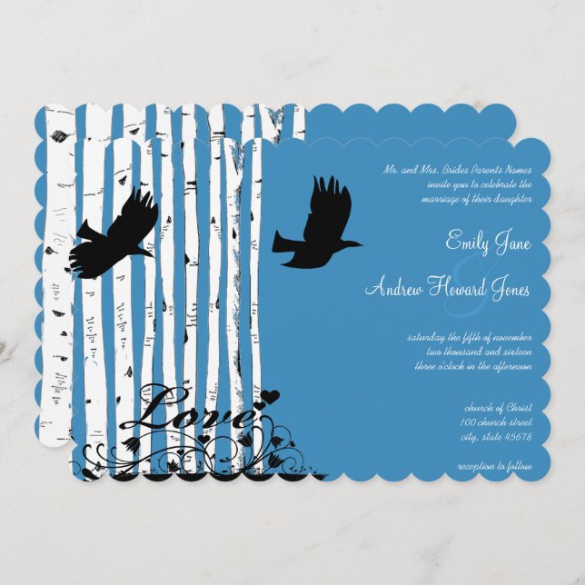 Invitaciones a la boda de bodas de aves silvestres (Anverso / Reverso)