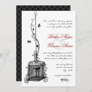 Invitaciones a la boda de Boho Rojo de la jaula vi