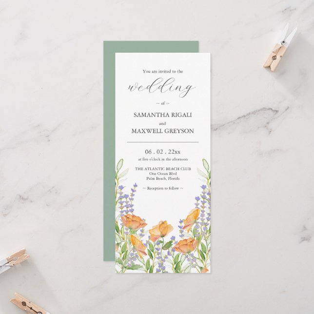 Invitaciones a la boda de Boho Wildflower (Anverso/Reverso In Situ)