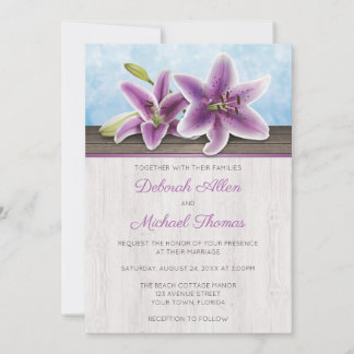 Invitaciones a la boda de bonito Lirio Púrpura