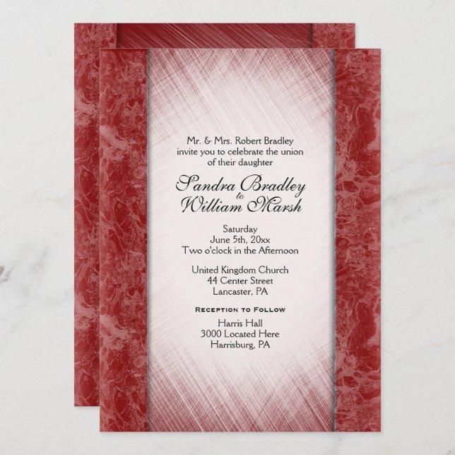 Invitaciones a la boda de Borgoña en la columna de (Anverso / Reverso)