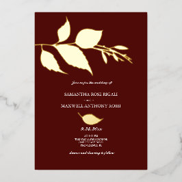 Invitaciones a la Boda de Borgoña y Oro