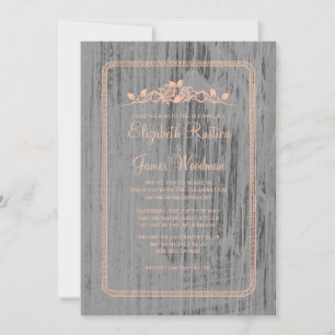 Invitaciones a la Boda de Burlap de Coral Rustic C