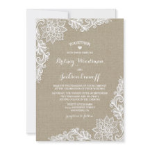 Invitaciones a la boda de Burlap y Floral Lace
