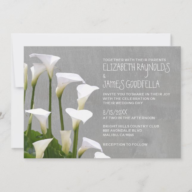 Invitaciones a la boda de Calla Lillies (Anverso)