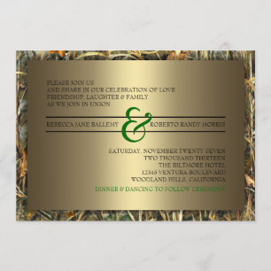 Invitaciones a la boda de Camo Verde y Oro