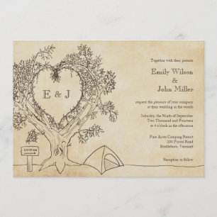 Invitaciones a la boda de campamento en un árbol