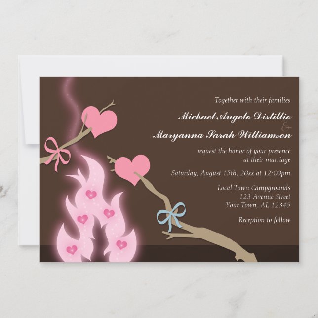 Invitaciones a la boda de Campground Hearts (Anverso)