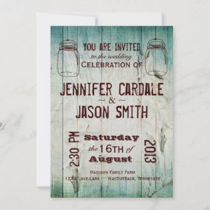 Invitaciones a la boda de campo de Mason Jars Barn