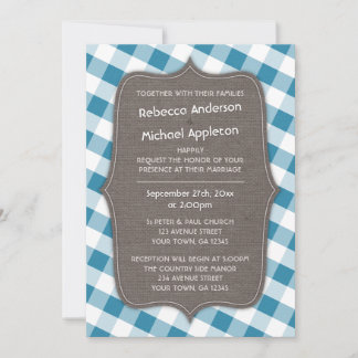 Invitaciones a la boda de canvas de Gingham en bla