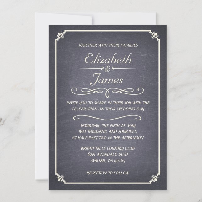Invitaciones a la boda de cartón pintado gris (Anverso)