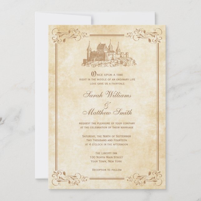 Invitaciones a la boda de Castillo de Fairytale (Anverso)