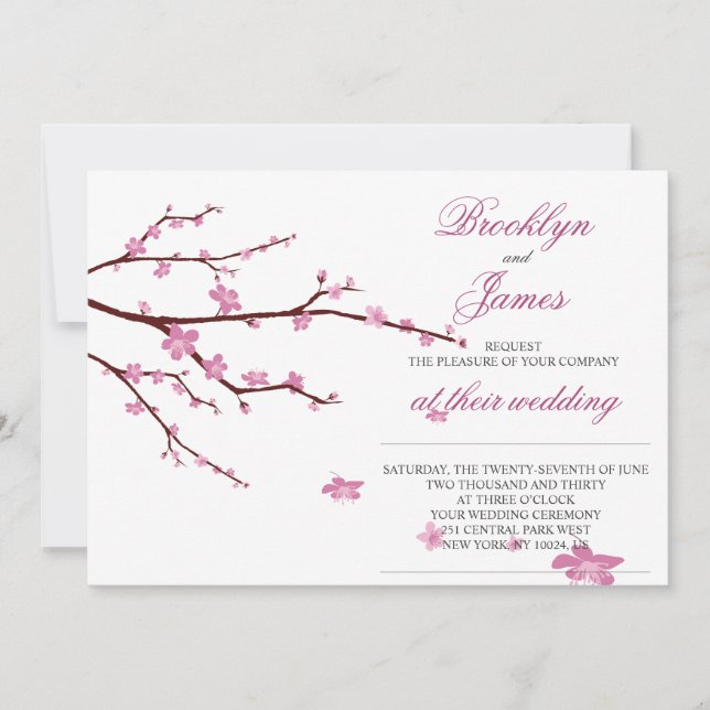 Invitaciones a la boda de cerezo en flor (Anverso)