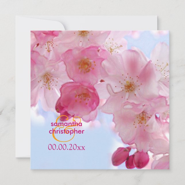 Invitaciones a la boda de cerezos/sakura (Anverso)