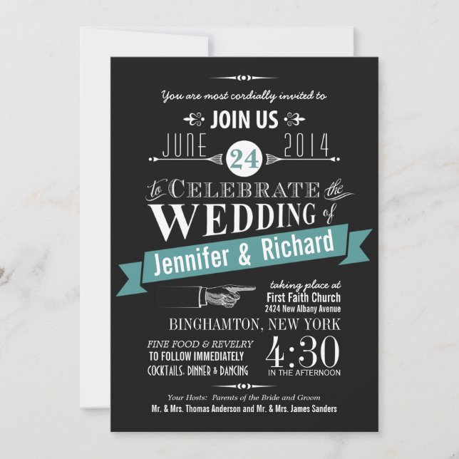 Invitaciones a la boda de Chalkboard Art Deco (Anverso)
