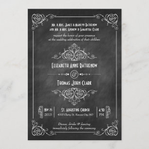 Invitaciones a la boda de Chalkboard Art Deco