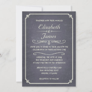 Invitaciones a la boda de Chalkboard Silver Vintag