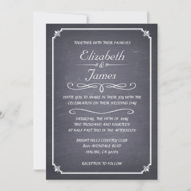 Invitaciones a la boda de Chalkboard virtual (Anverso)