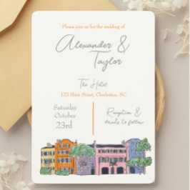 Invitaciones a la boda de Charleston en Carolina d
