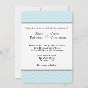 Invitaciones a la boda de Chevron Azul Polvo