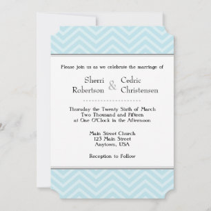 Invitaciones a la boda de Chevron Azul Polvo