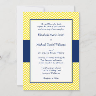 Invitaciones a la boda de Chevron Azul y Amarillo