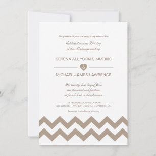 Invitaciones a la boda de Chevron Blanco y Taupe