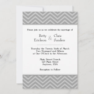 Invitaciones a la boda de Chevron gris