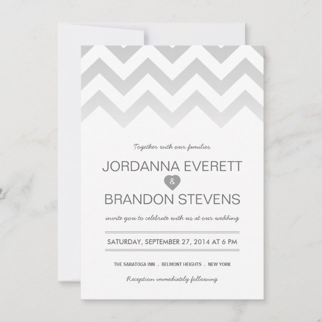Invitaciones a la boda de Chevron Gris Ombre (Anverso)